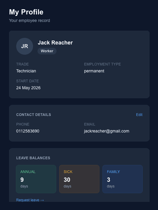 LJ Trading profile screen