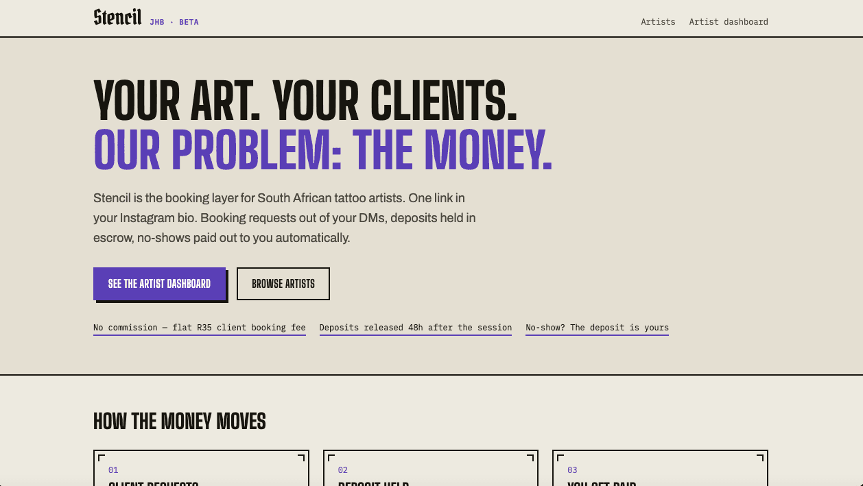 Stencil booking interface